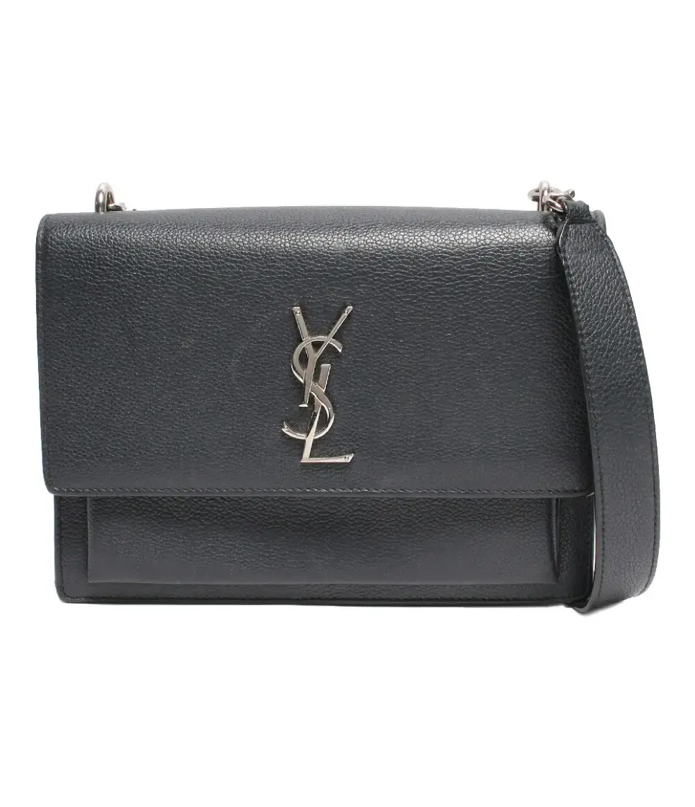 Saint Laurent Paris Sunset Leather Shoulder Bag Black Gray
